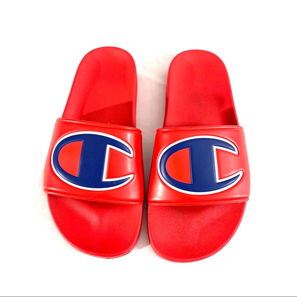 Champion red slides size 6